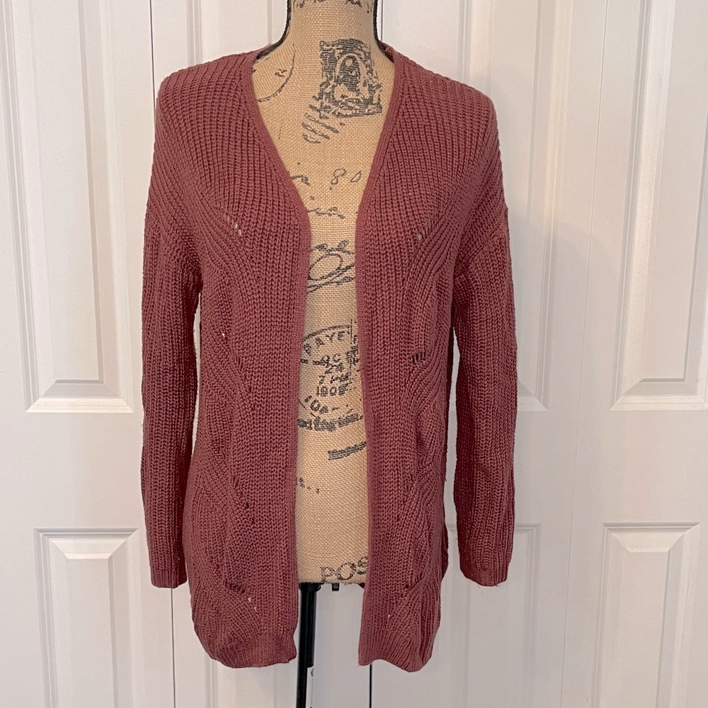 Pink Rose Women's Open-Front Cardigan